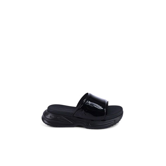Calvin Klein Black Polyurethane Slides - Effortless Style and Comfort