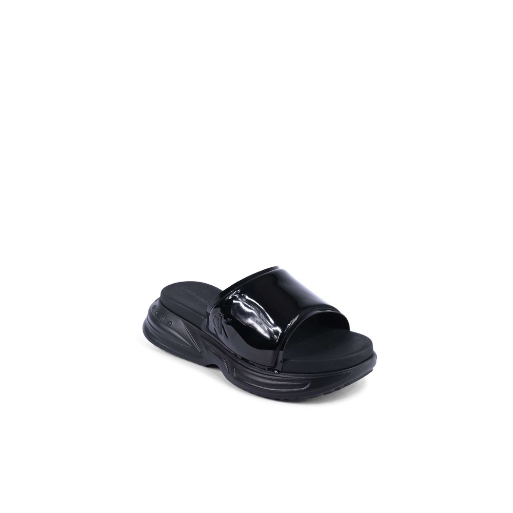 Calvin Klein Black Polyurethane Slides - Effortless Style and Comfort