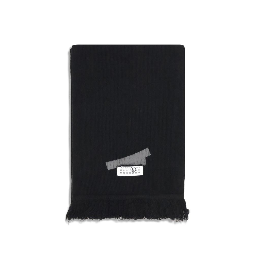 MM6 Black Wool Scarf - Versatile Comfort and Modern Design