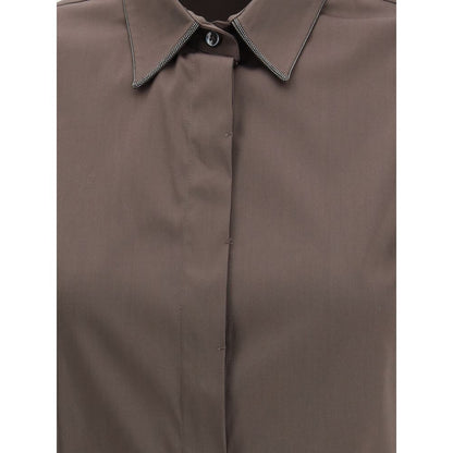Brunello Cucinelli Brown Cotton Shirt