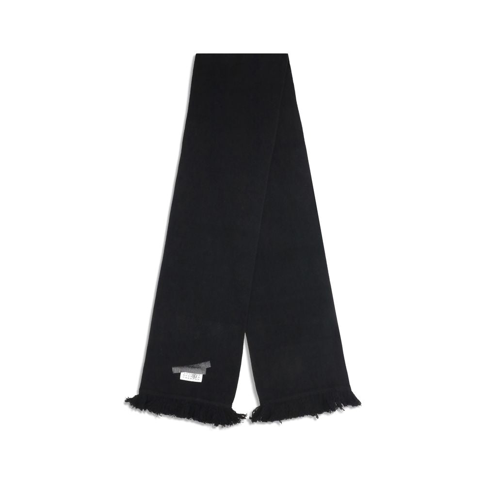 MM6 Black Wool Scarf - Versatile Comfort and Modern Design