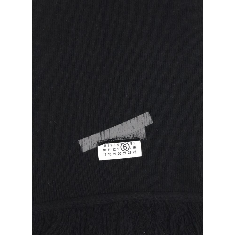 MM6 Black Wool Scarf - Versatile Comfort and Modern Design