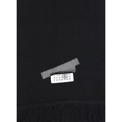 MM6 Black Wool Scarf - Versatile Comfort and Modern Design