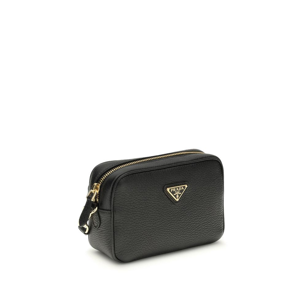 Prada Black Calf Leather Bos Taurus Mini Shoulder Bag