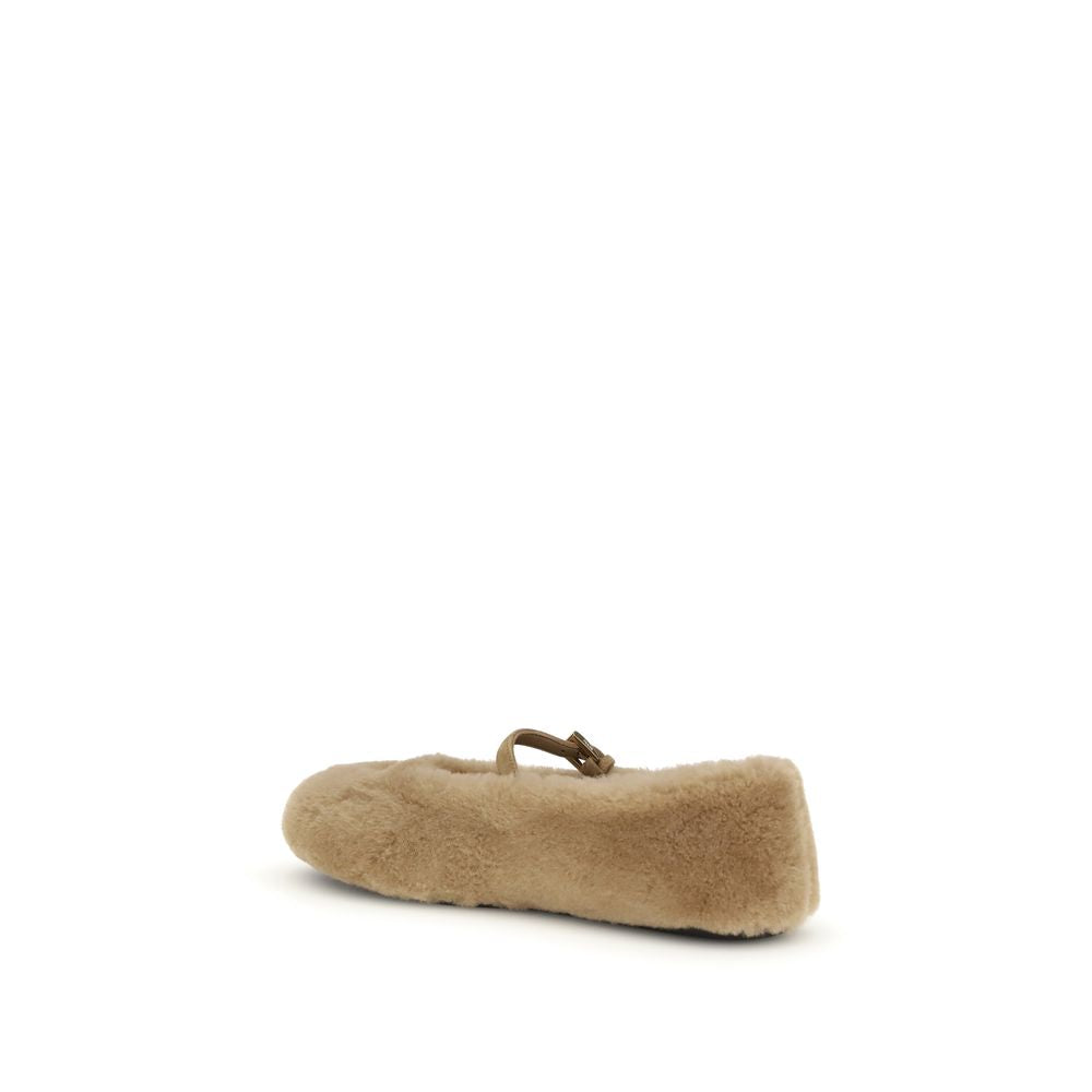 Prada Beige Lamb Ovis Aries Aries Ballet Flats