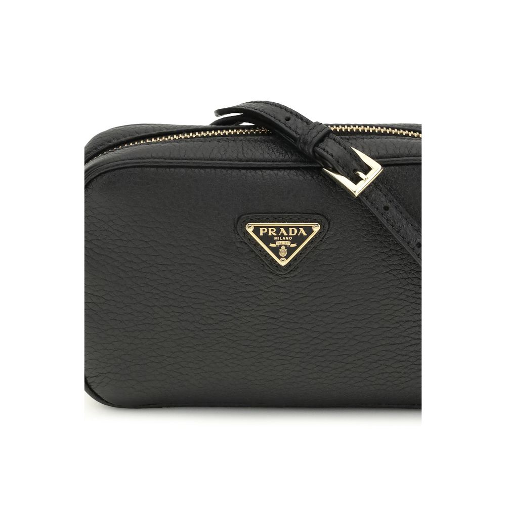 Prada Black Calf Leather Bos Taurus Mini Shoulder Bag
