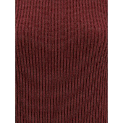 Brunello Cucinelli Bordeaux Fleece Wool Casual Dress