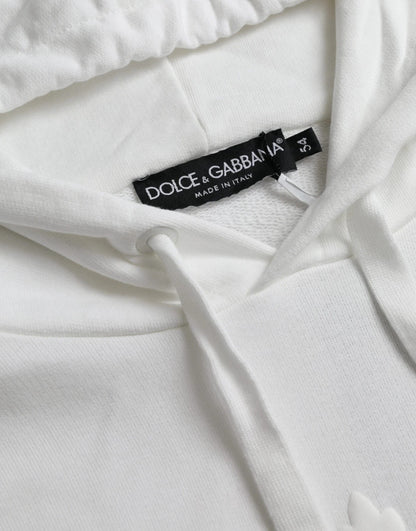 Dolce & Gabbana White Cotton Hooded Pullover Sweatshirt for Men