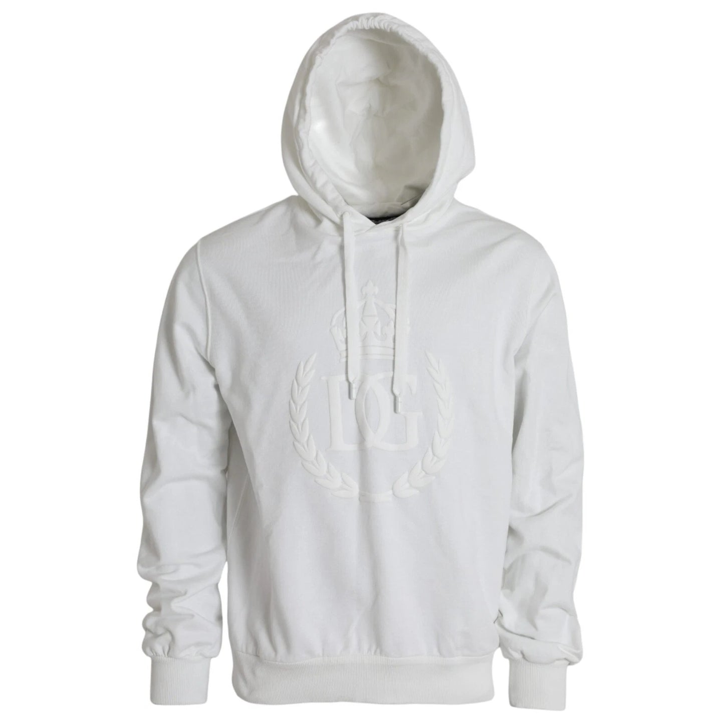 Dolce & Gabbana White Cotton Hooded Pullover Sweatshirt for Men