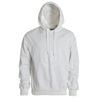 Dolce & Gabbana White Cotton Hooded Pullover Sweatshirt for Men