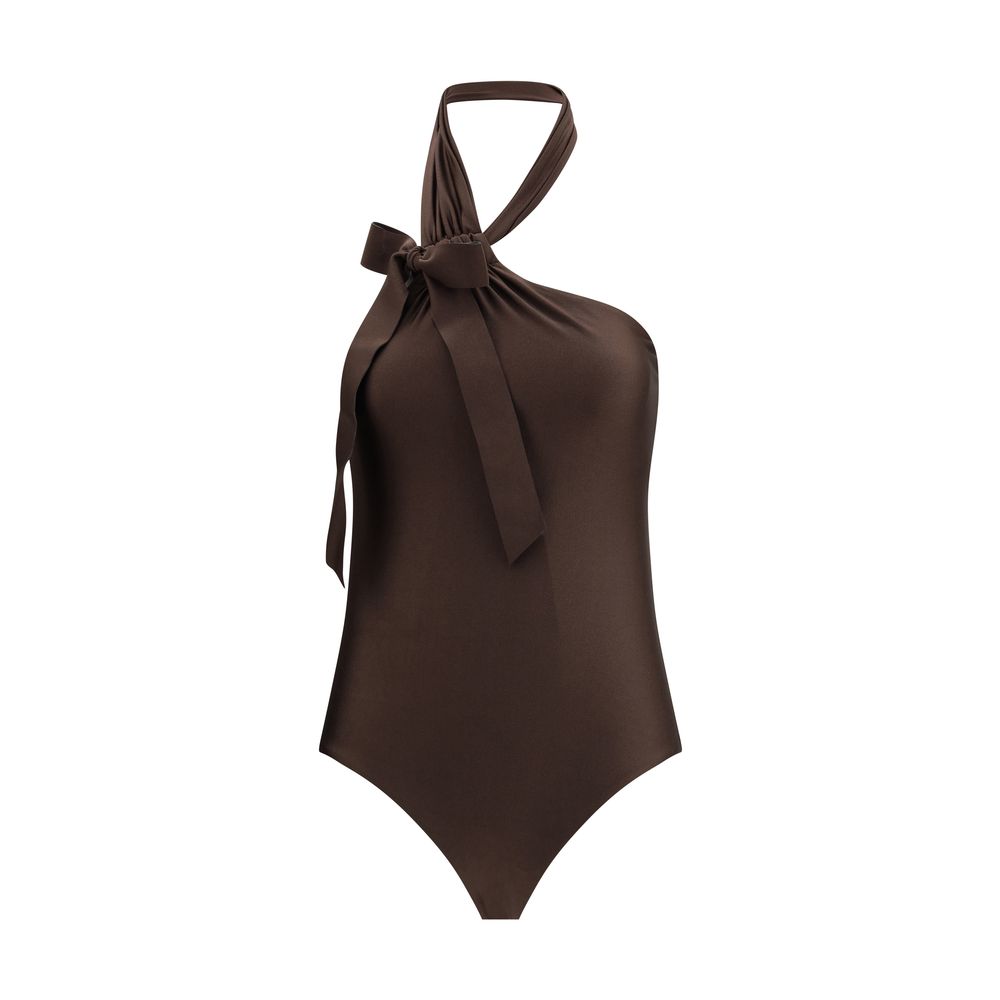 Zimmermann Brown Polyamide One-Piece Swimsuit - Awaken Tie Neck