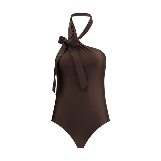 Zimmermann Brown Polyamide One-Piece Swimsuit - Awaken Tie Neck