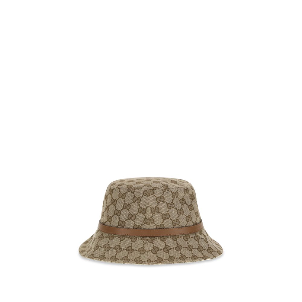 Gucci Beige GG Supreme Fabric Bucket Hat
