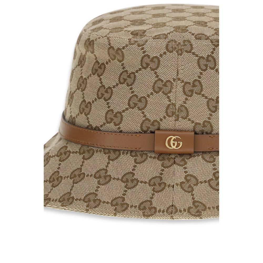Gucci Beige GG Supreme Fabric Bucket Hat