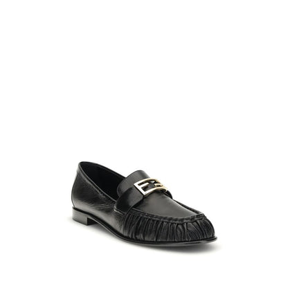 Fendi Black Calf Leather Bos Taurus Slip-On Loafers