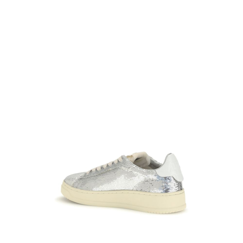 Autry Silver Calf Leather Bos Taurus Low Top Sneakers