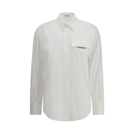 Brunello Cucinelli White Cotton Poplin Shirt