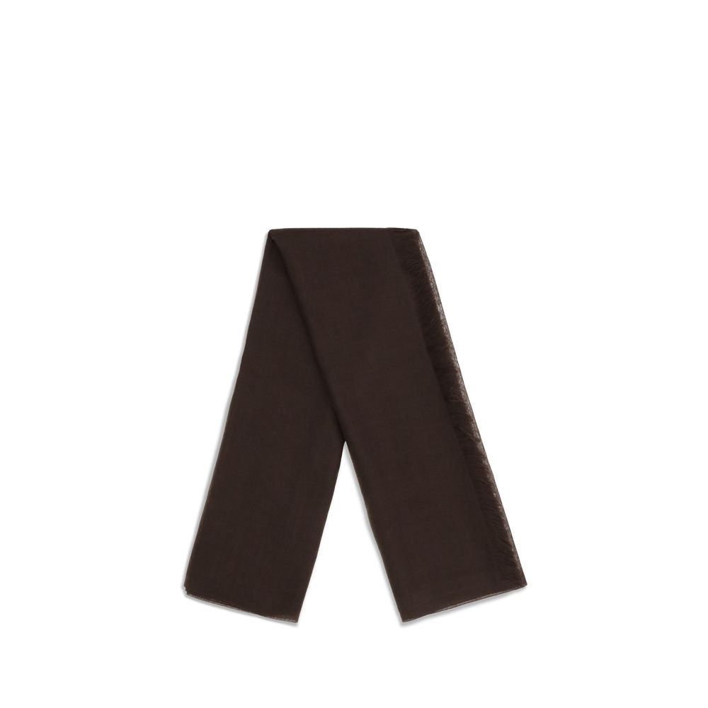 Brunello Cucinelli Brown Cashmere and Silk Scarf