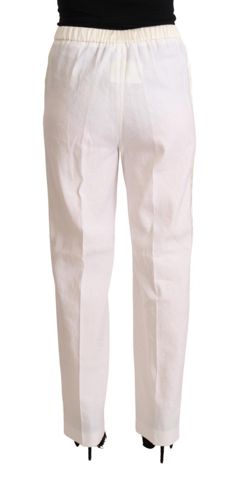 Fabiana Filippi Linen White High Waist Straight Formal Trouser Pants