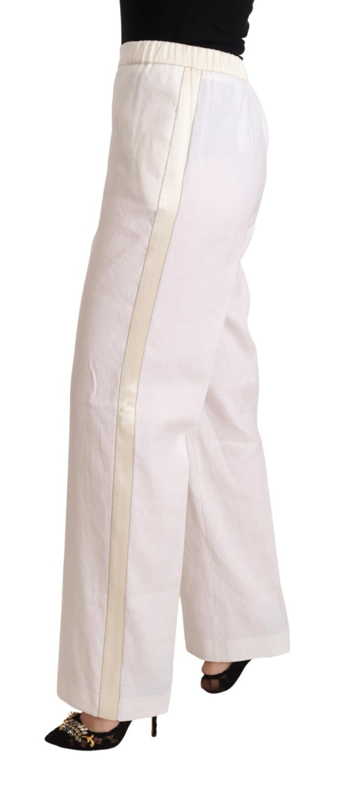 Fabiana Filippi Linen White High Waist Straight Formal Trouser Pants