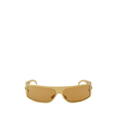 Bottega Veneta Women’s Gold Metal Wraparound Sunglasses