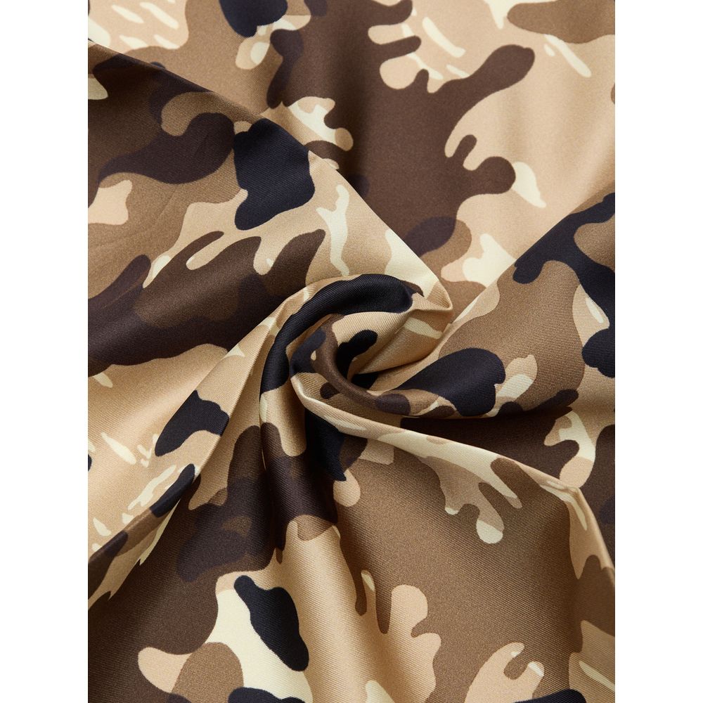 Tom Ford Beige Camouflage Print Silk Pocket Square