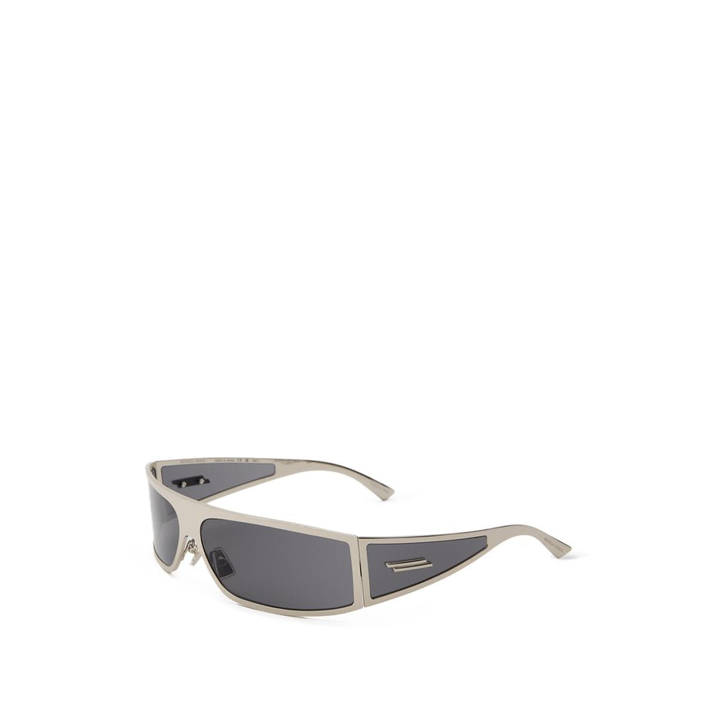 Bottega Veneta Women's Sunglasses – Silver Metal Wraparound Frame, Dark Gray Lenses