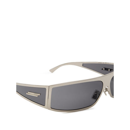 Bottega Veneta Women's Sunglasses – Silver Metal Wraparound Frame, Dark Gray Lenses