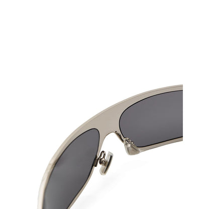 Bottega Veneta Women's Sunglasses – Silver Metal Wraparound Frame, Dark Gray Lenses