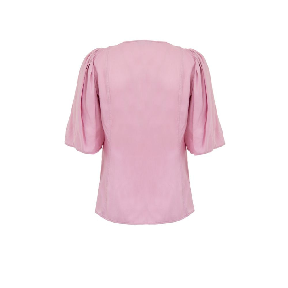 Ganni Pink Satin Crossover Top