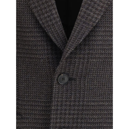 Zegna Brown Wool Coat - Prince of Wales Check Elegance