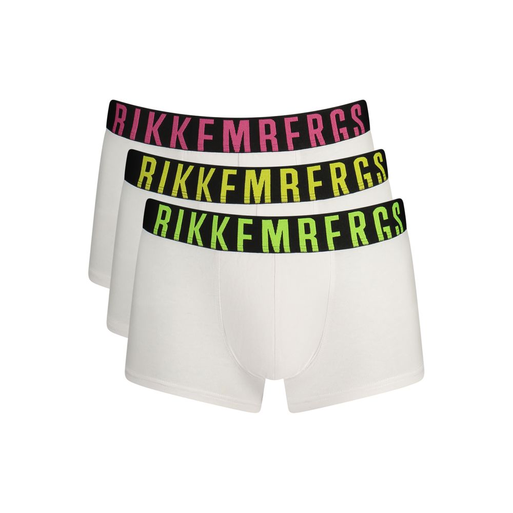 Bikkembergs White Cotton Men's Boxer Shorts - Fluorescent Tri-Pack
