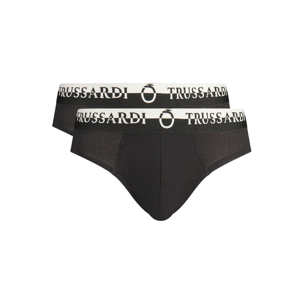 Trussardi Black Cotton Men Undergarment Bi-Pack
