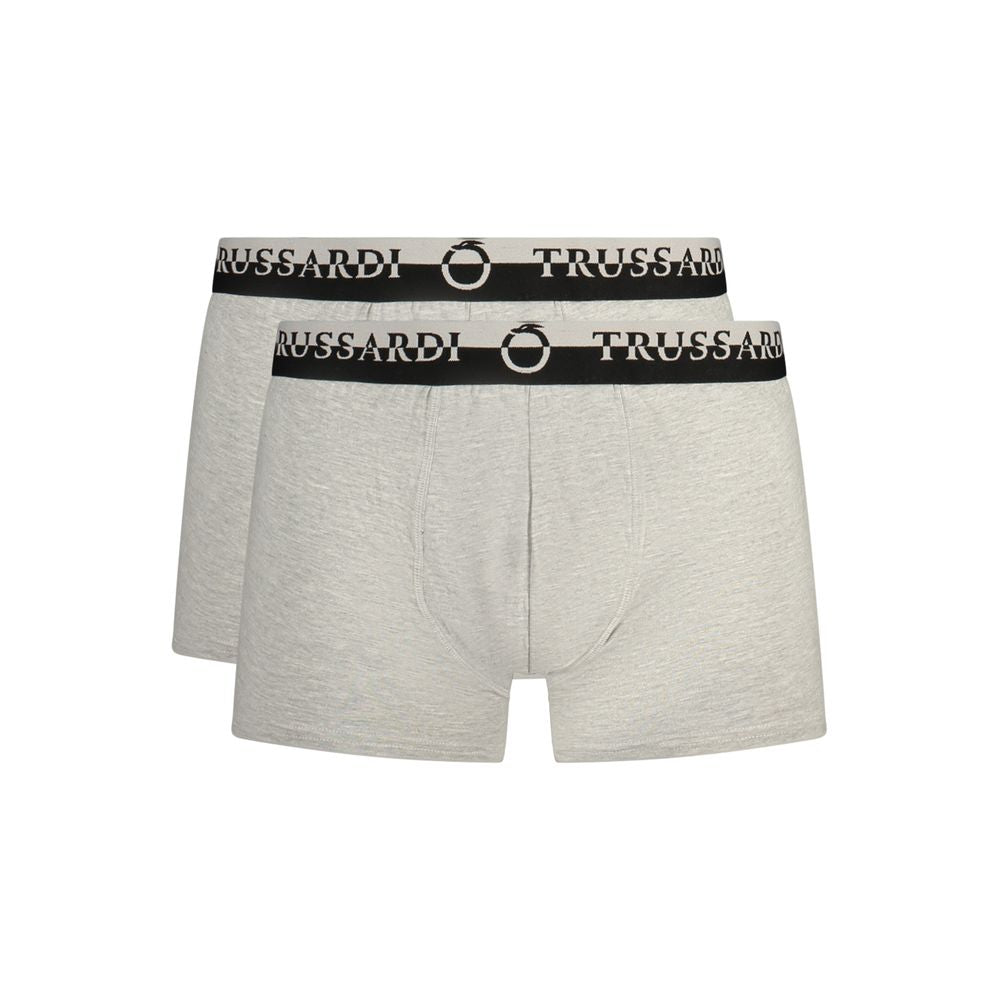 Trussardi Gray Cotton Men Boxer Short - Bi-Pack Luxury Comfort