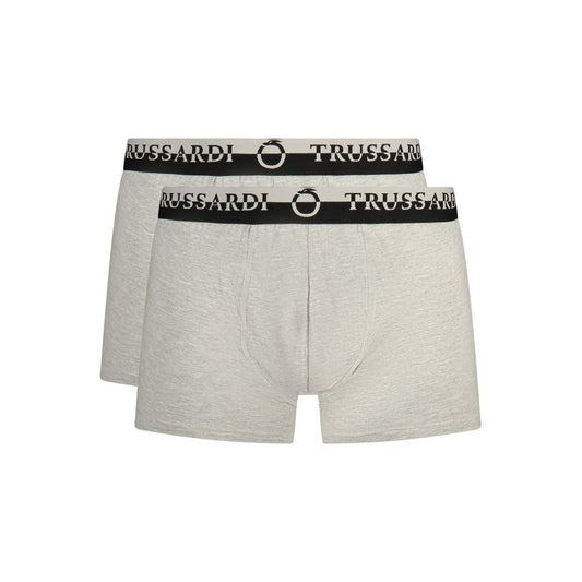 Trussardi Gray Cotton Men Boxer Short - Bi-Pack Luxury Comfort