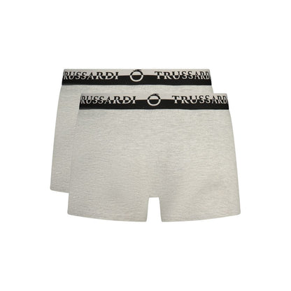 Trussardi Gray Cotton Men Boxer Short - Bi-Pack Luxury Comfort