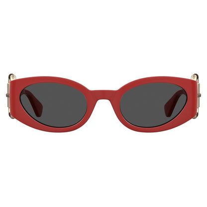Moschino Women’s Sunglasses – Red Resin Frame, Grey Lenses