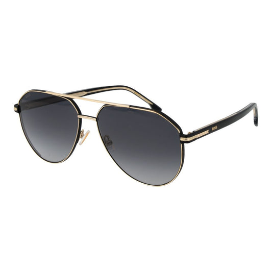 Hugo Boss Gold Acetate & Metal Sunglasses – Aviator Style with Grey Gradient Lenses
