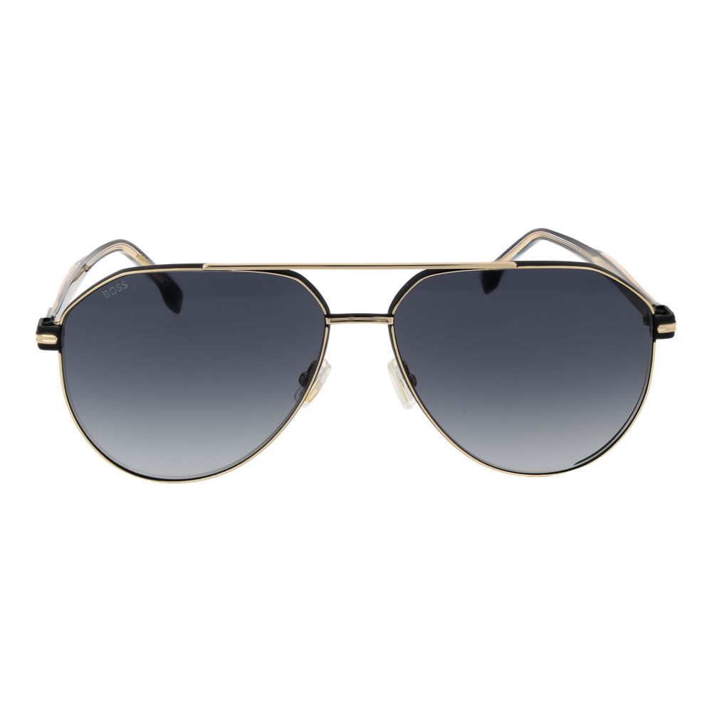 Hugo Boss Gold Acetate & Metal Sunglasses – Aviator Style with Grey Gradient Lenses
