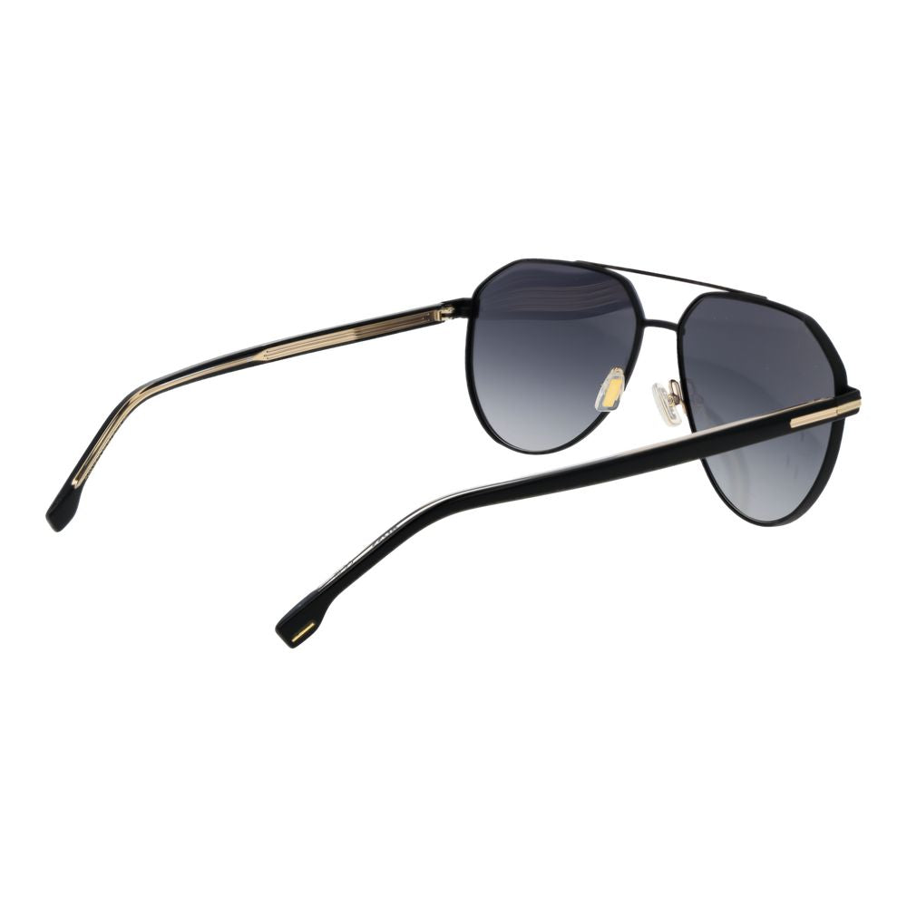 Hugo Boss Gold Acetate & Metal Sunglasses – Aviator Style with Grey Gradient Lenses