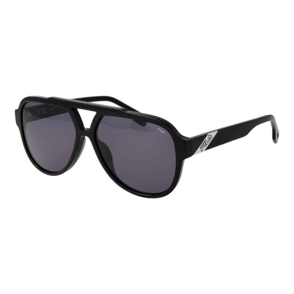 Fila Unisex Sunglasses – Black Aviator Frame with Grey Lenses