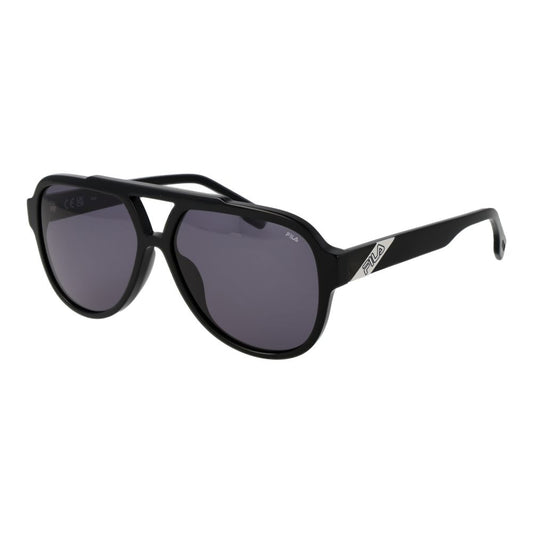 Fila Unisex Sunglasses – Black Aviator Frame with Grey Lenses