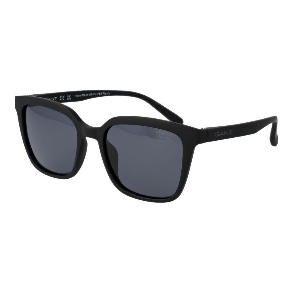 Gant Unisex Sunglasses – Black Square Frame, Grey Polarized Lenses