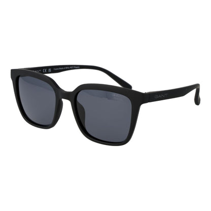 Gant Unisex Sunglasses – Black Square Frame, Grey Polarized Lenses