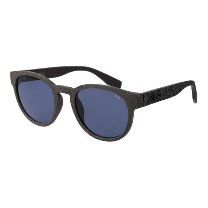 Fila Unisex Sunglasses – Grey Plastic Frame, Blue Lenses