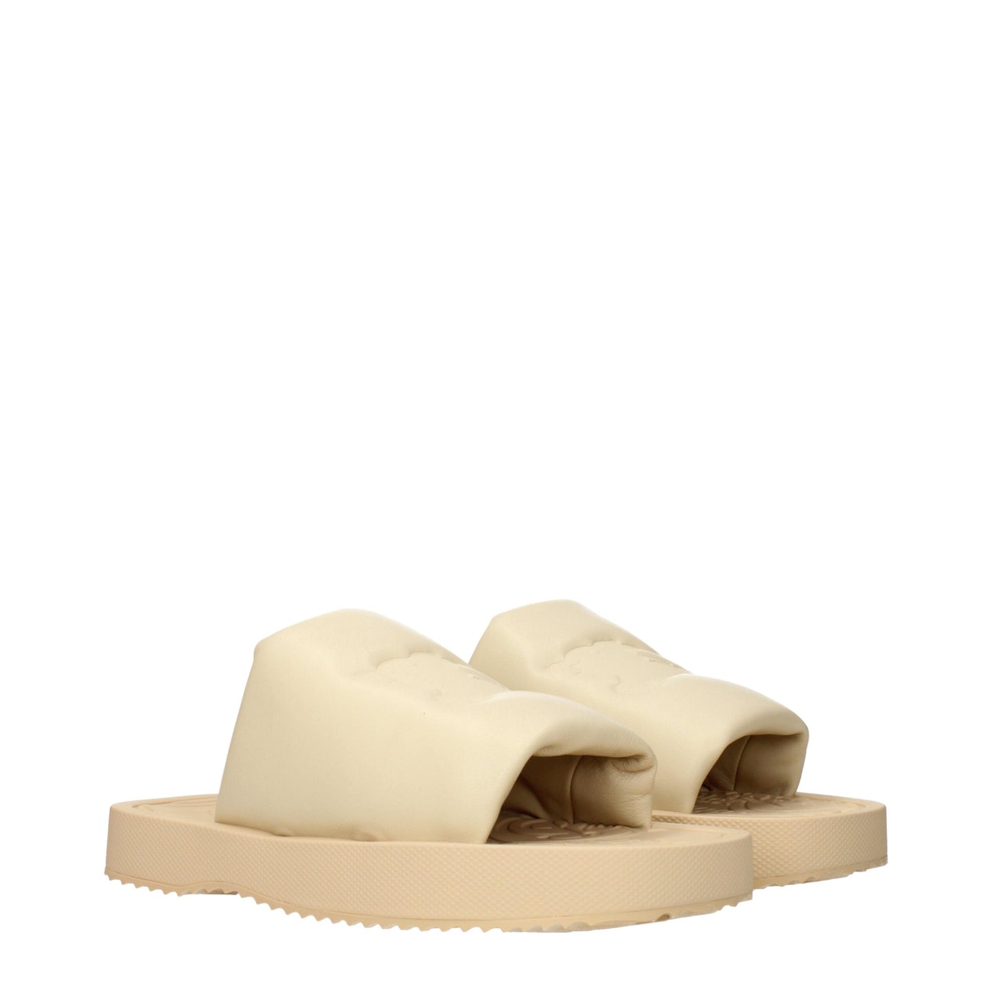 Burberry Beige EKD Slab Leather Slides