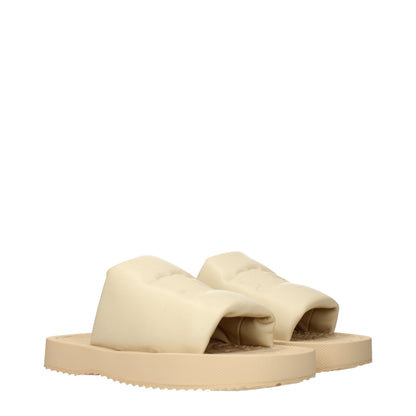 Burberry Beige EKD Slab Leather Slides