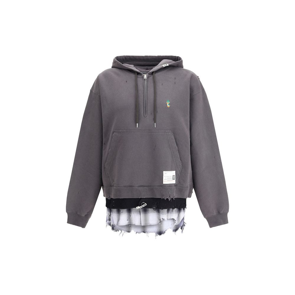Maison Mihara Yasuhiro Green Cotton Sweatshirt - Triple Layered Half Zip Hoodie