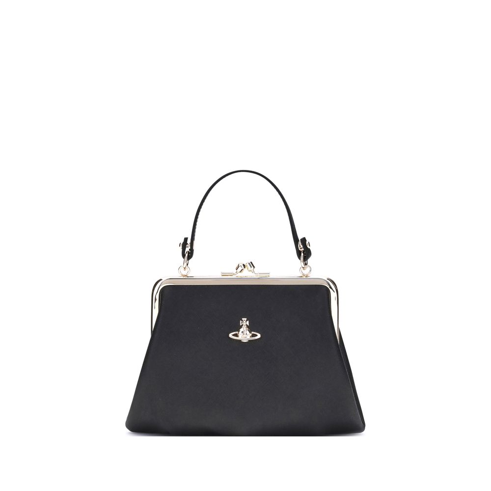 Vivienne Westwood Black Granny Frame Faux Leather Handbag