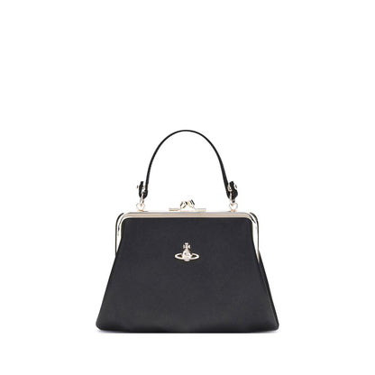 Vivienne Westwood Black Granny Frame Faux Leather Handbag